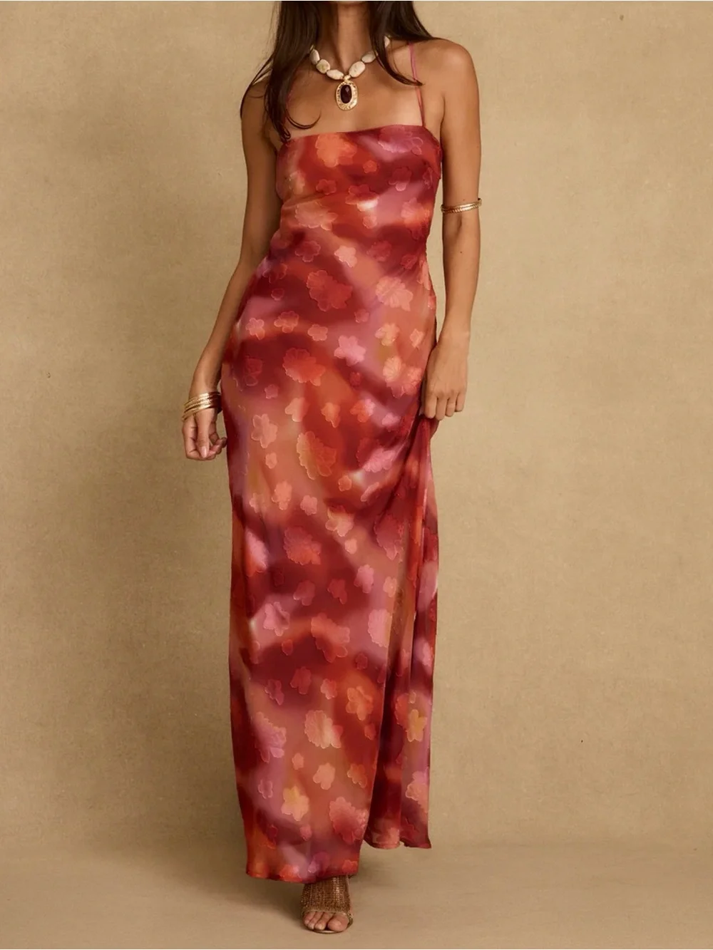 12th Tribe Maris Plum Floral Maxi Dress - Picture 1 of 7